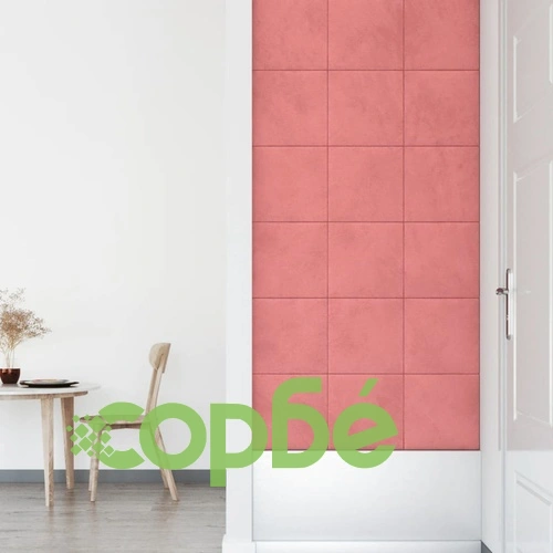 Стенни панели, 12 бр, розови, 30x30 см, кадифе, 1,08 м² ➤ топ цена ➤ sorbe.bg