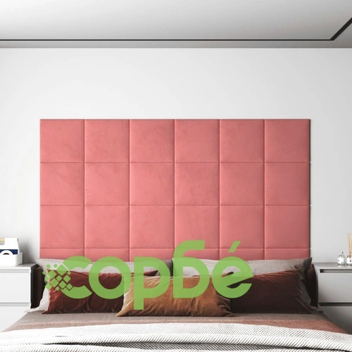 Стенни панели, 12 бр, розови, 30x30 см, кадифе, 1,08 м² ➤ топ цена ➤ sorbe.bg