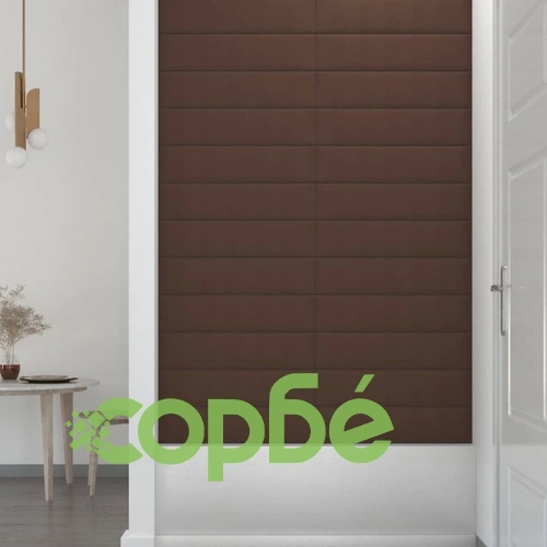 Стенни панели, 12 бр, кафяви, 60x15 см, плат, 1,08 м² ➤ топ цена ➤ sorbe.bg