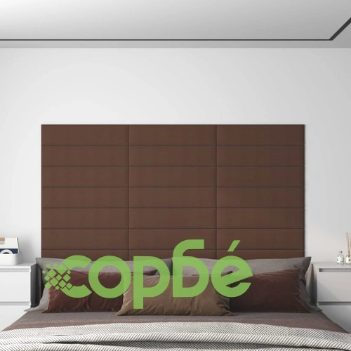 Стенни панели, 12 бр, кафяви, 60x15 см, плат, 1,08 м² ➤ топ цена ➤ sorbe.bg