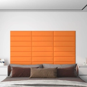 Стенни панели, 12 бр, светложълт, 60x15 см, плат, 1,08 м²