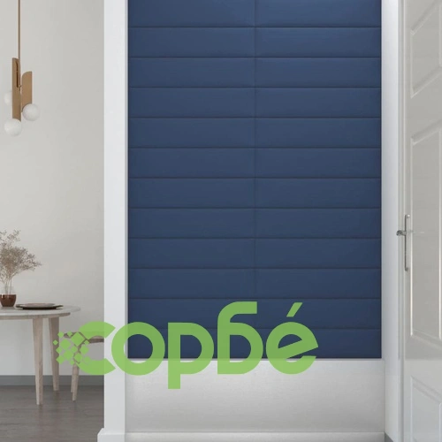 Стенни панели, 12 бр, сини, 60x15 см, плат, 1,08 м² ➤ топ цена ➤ sorbe.bg