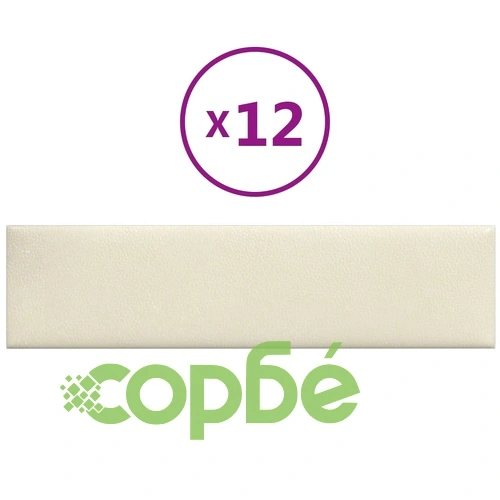 Стенни панели 12 бр кремави 60x15 см изкуствена кожа 1,08 кв.м. ➤ топ цена ➤ sorbe.bg