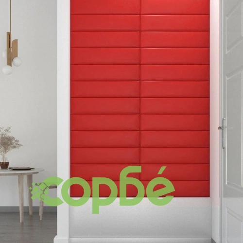 Стенни панели 12 бр червени 60x15 см изкуствена кожа 1,08 м² ➤ топ цена ➤ sorbe.bg
