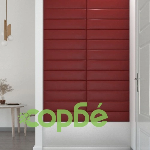 Стенни панели 12 бр виненочервени 60x15 см изкуствена кожа ➤ топ цена ➤ sorbe.bg