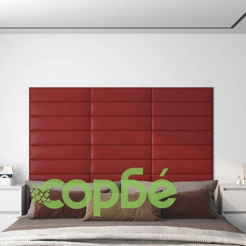 Стенни панели 12 бр виненочервени 60x15 см изкуствена кожа ➤ топ цена ➤ sorbe.bg