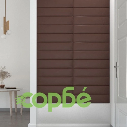 Стенни панели 12 бр кафяви 60x15 см изкуствена кожа 1,08 м² ➤ топ цена ➤ sorbe.bg