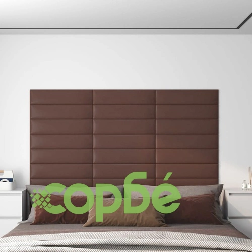Стенни панели 12 бр кафяви 60x15 см изкуствена кожа 1,08 м² ➤ топ цена ➤ sorbe.bg
