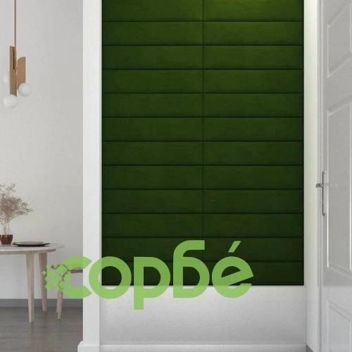 Стенни панели, 12 бр, тъмнозелени, 60x15 см, кадифе, 1,08 м² ➤ топ цена ➤ sorbe.bg