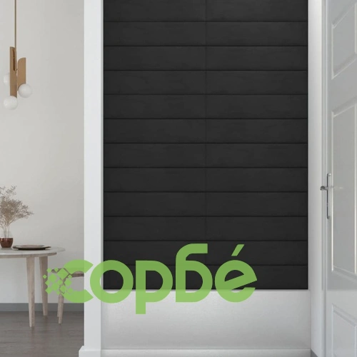 Стенни панели, 12 бр, черни, 60x15 см, кадифе, 1,08 м² ➤ топ цена ➤ sorbe.bg