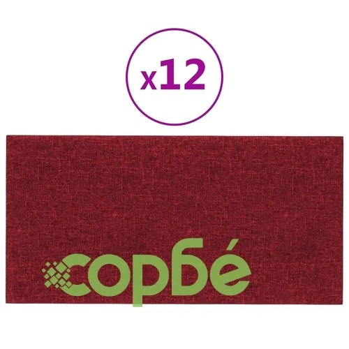 Стенни панели, 12 бр, виненочервени, 60x30 см, плат, 2,16 м² ➤ топ цена ➤ sorbe.bg