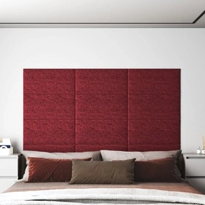 Стенни панели, 12 бр, виненочервени, 60x30 см, плат, 2,16 м²