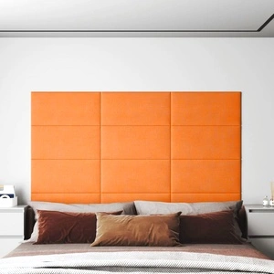 Стенни панели, 12 бр, светложълт, 60x30 см, плат, 2,16 м²