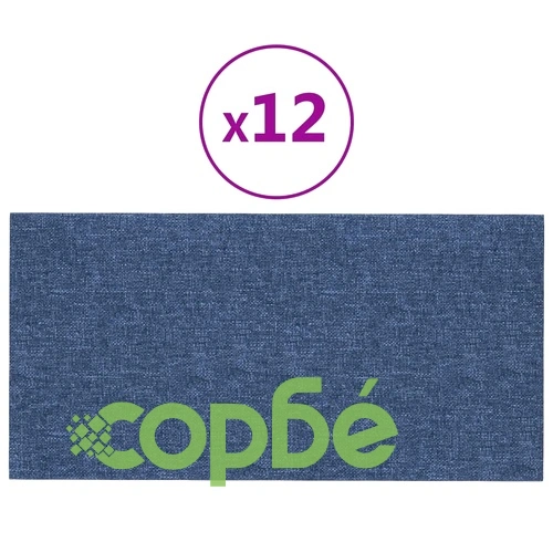 Стенни панели, 12 бр, сини, 60x30 см, плат, 2,16 м² ➤ топ цена ➤ sorbe.bg