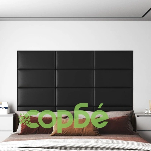 Стенни панели, 12 бр, черни, 60x30 см, изкуствена кожа, 2,16 м² ➤ топ цена ➤ sorbe.bg