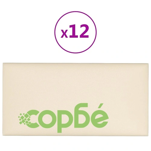 Стенни панели 12 бр кремави 60x30 см изкуствена кожа 2,16 кв.м. ➤ топ цена ➤ sorbe.bg
