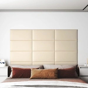 Стенни панели 12 бр кремави 60x30 см изкуствена кожа 2,16 кв.м.