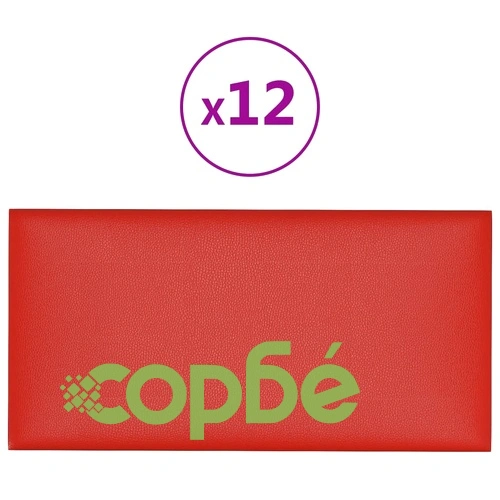 Стенни панели 12 бр червени 60x30 см изкуствена кожа 2,16 кв.м. ➤ топ цена ➤ sorbe.bg