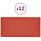 Стенни панели 12 бр червени 60x30 см изкуствена кожа 2,16 кв.м.