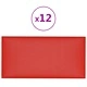 Стенни панели 12 бр червени 60x30 см изкуствена кожа 2,16 кв.м.