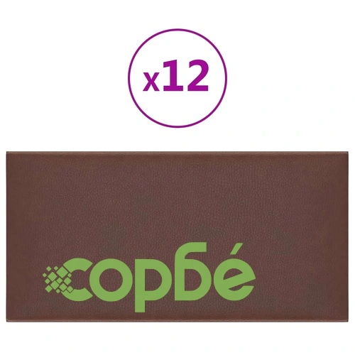 Стенни панели 12 бр кафяви 60x30 см изкуствена кожа 2,16 кв.м. ➤ топ цена ➤ sorbe.bg