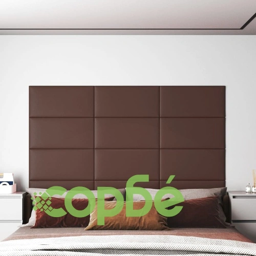 Стенни панели 12 бр кафяви 60x30 см изкуствена кожа 2,16 кв.м. ➤ топ цена ➤ sorbe.bg