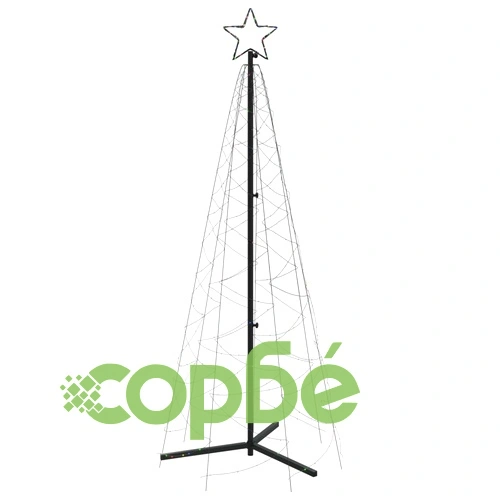Коледна елха конус, цветно, 200 LED, 70x180 см ➤ топ цена ➤ sorbe.bg