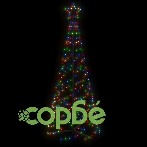 Коледна елха конус, цветно, 200 LED, 70x180 см ➤ топ цена ➤ sorbe.bg
