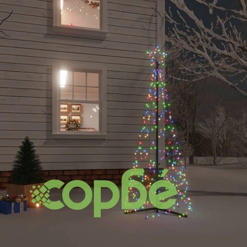 Коледна елха конус, цветно, 200 LED, 70x180 см ➤ топ цена ➤ sorbe.bg