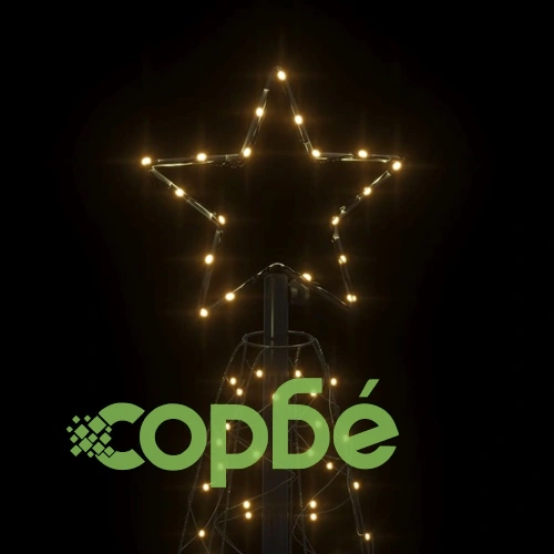 Коледна елха конус, топло бяло, 200 LED, 70x180 см ➤ топ цена ➤ sorbe.bg