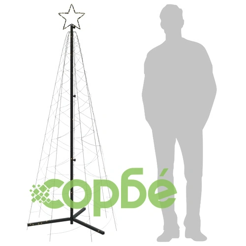 Коледна елха конус, топло бяло, 200 LED, 70x180 см ➤ топ цена ➤ sorbe.bg