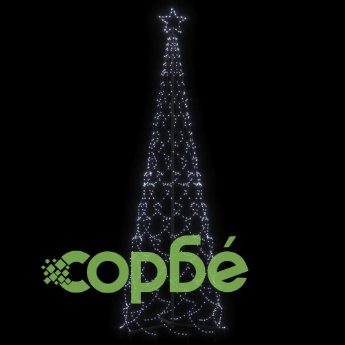 Коледна елха конус, студено бяло, 500 LED, 100x300 см ➤ топ цена ➤ sorbe.bg