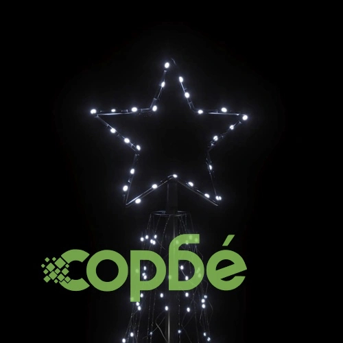 Коледна елха конус, студено бяло, 500 LED, 100x300 см ➤ топ цена ➤ sorbe.bg