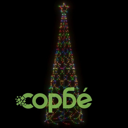Коледна елха конус, цветна, 500 LED, 100x300 см ➤ топ цена ➤ sorbe.bg