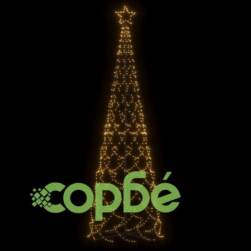 Коледна елха конус, топло бяло, 500 LED, 100x300 см ➤ топ цена ➤ sorbe.bg