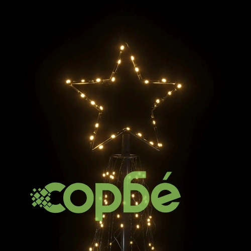 Коледна елха конус, топло бяло, 500 LED, 100x300 см ➤ топ цена ➤ sorbe.bg
