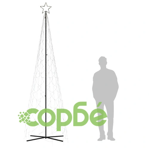 Коледна елха конус, топло бяло, 500 LED, 100x300 см ➤ топ цена ➤ sorbe.bg