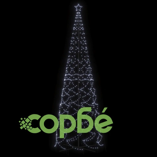 Коледна елха конус, студено бяло, 1400 LED, 160x500 см ➤ топ цена ➤ sorbe.bg