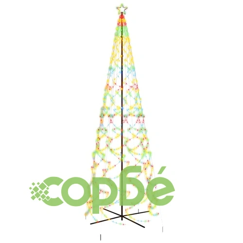 Коледна елха конус, цветна, 1400 LED, 160x500 см ➤ топ цена ➤ sorbe.bg