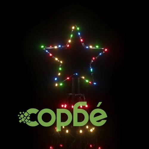 Коледна елха конус, цветна, 1400 LED, 160x500 см ➤ топ цена ➤ sorbe.bg