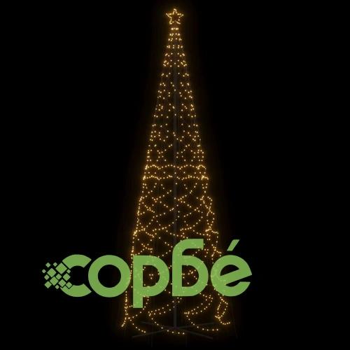 Коледна елха конус, топло бяло, 1400 LED, 160x500 см ➤ топ цена ➤ sorbe.bg