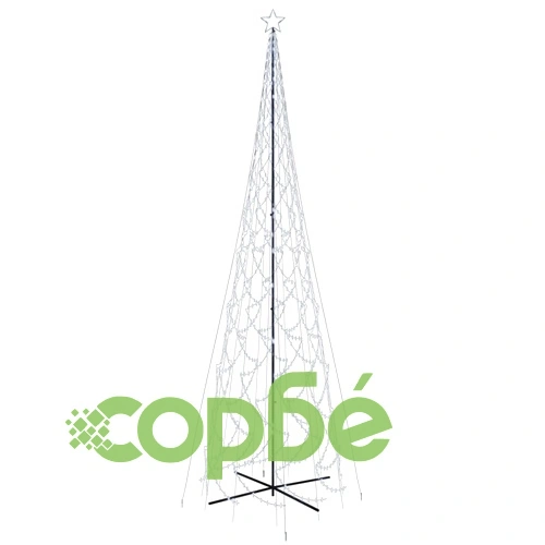 Коледна елха конус, студено бяло, 3000 LED, 230x800 см ➤ топ цена ➤ sorbe.bg
