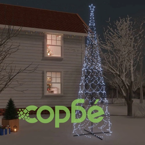 Коледна елха конус, студено бяло, 3000 LED, 230x800 см ➤ топ цена ➤ sorbe.bg