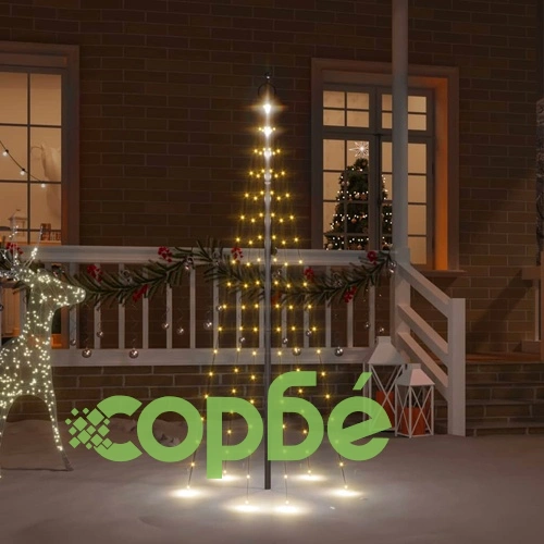 Коледна елха на флагщок, топло бяло, 108 LED, 180 см ➤ топ цена ➤ sorbe.bg