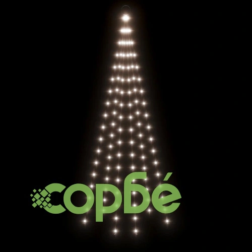 Коледна елха на флагщок, студено бяло, 108 LED, 180 см ➤ топ цена ➤ sorbe.bg