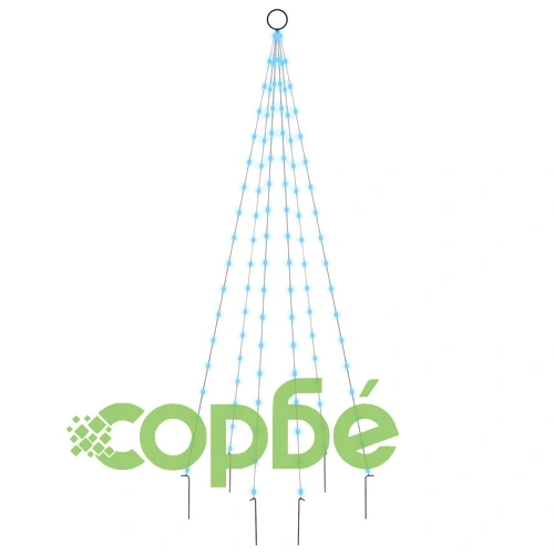 Коледна елха на флагщок, синьо, 108 LED, 180 см ➤ топ цена ➤ sorbe.bg