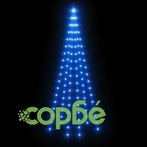 Коледна елха на флагщок, синьо, 108 LED, 180 см ➤ топ цена ➤ sorbe.bg