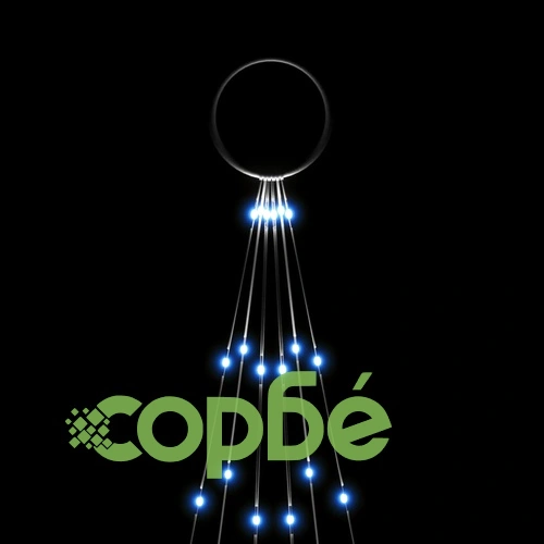 Коледна елха на флагщок, синьо, 108 LED, 180 см ➤ топ цена ➤ sorbe.bg