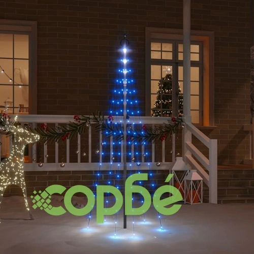 Коледна елха на флагщок, синьо, 108 LED, 180 см ➤ топ цена ➤ sorbe.bg