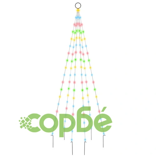 Коледна елха на флагщок, цветно, 108 LED, 180 см ➤ топ цена ➤ sorbe.bg